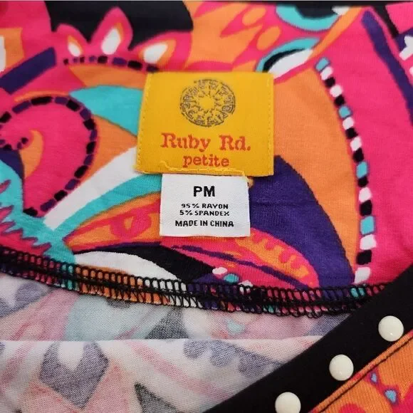 Ruby Rd Petite Ruched Boho Top - Picture 7 of 7